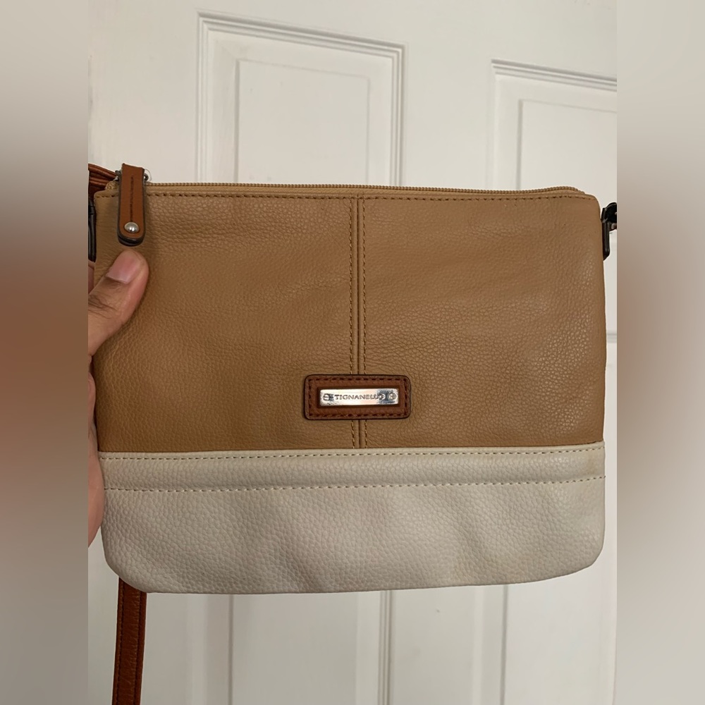 Tignanello Tan and Beige Leather Crossbody